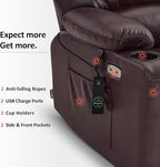 MCombo Power Lift Recliner Chair for Elderly, Lift Chair with Heat and Massage, Extra Wide Lift Recliner for Big People, Faux Leather R7096 (Medium-Wide, Dark Brown)