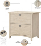 Bush Furniture Salinas 2 Drawer Lateral File Cabinet in Antique White, Home Office Storage Solution, Organizer with Drawers for Workspace, Filing Unit