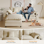 Cloud Couch, Modular Sectional Sofa with Ottoman, Charging Station, Throw Pillows, Cup Holders, Modern Convertible L Shaped Couches for Living Room, Bedroom (White, 80.7"- L Shape)