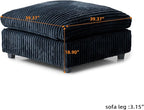 Modular Sectional Sofa Cloud Couch, Deep Seat Comfy Modular Couches for Living Room, Ottoman, Plush Couch Cushion Covers Removable, Black