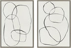 Kate and Laurel Sylvie 871 Modern Circles and 869 Going in Circles Framed Linen Textured Canvas Art Set by Teju Reval of SnazzyHues, 2 Piece Set 23x33 Gray, Contemporary Abstract Wall Art Décor Set