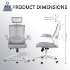 Office Chair,Ergonomic Comfy Home Desk Chair with 350LBS Capacity,High Back Gaming Chair with Wheels,Mesh Computer Chair,Lumbar Support, Adjustable Headrest,Flip-up Armrest