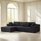 108" Modular Sectional Couch Sofa with L-Shape Chaise, Modern Cloud Comfy Sofa with Deep Seat, Upholstered Couches for Living Room Bedroom, No Assembly Required (Black Left Facing Chaise)