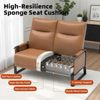 Modular Cloud Sectional Couches for Living Room, Faux Leather Loveseat & Accent Chairs Set of 2, Upholstered Sectional Sofa Set for Office, Brown