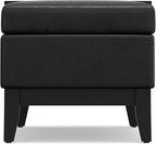 SIMPLIHOME Oregon 42 inch Wide Transitional Rectangle Storage Ottoman Bench with Tray in Distressed Black Vegan Faux Leather, Assembled, For the Living Room, Entryway and Family Room