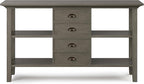 SIMPLIHOME Redmond SOLID WOOD 54 inch Wide Transitional Console Sofa Table in Farmhouse Grey for the Living room Entryway and Bedroom