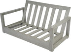 Christopher Knight Home Olaf 4 Pieces Outdoor Conversation Set, Acacia Wood Chat Set, Rectangular Coffee Table and Patio Loveseat with 2 Club Chairs, Patio Furniture Set with Cushion, Beige+Light Grey