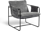 Modern Accent Chair Comfortable Living Room Chairs with Armrests, Bedroom Reading Chair, Chenille Upholstered Lounge Metal Chair