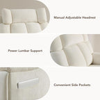 CHITA Oversized Power Recliner Chair with Bluetooth Speakers for Adults, Lay Flat Recliner with Power Lumbar Support, Manual Winged Headrest and USB & Type-C Charging Ports, Cream