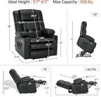 MCombo Dual Motor Large Power Lift Recliner Chair for Elderly, Lay Flat Lift Chair with Heat and Massage, Big Lift Recliner for Tall People, Faux Leather 7896 (Black, Large)