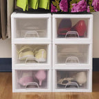 Sterilite 24-Pack 6 Quart Stacking Drawer, Clear Storage Closet Organizer, White Frame - Stackable Modular Plastic Drawers for Clothes, Accessories, Craft Supplies, Shoes or Linens