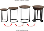 Lavish Home 6-Piece Nesting Tables – Set of 6 Round Side Tables with Woodgrain-Look Tops and Black Metal Frames – Modern Accent & End Table Set for Living Room, Bedroom, or Home Office (Gray/Brown)
