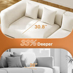 120'' Oversized Sectional Couches for Living Room Boneless Modular Sectional Sofa Plush Chenille Cloud Modular Couch Modern Sectionals with Deep Seat, No Assembly Required, 4 Seater, Beige