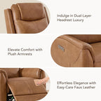 CHITA Super Zero Gravity Power Recliner Chair for Adults, Electric Faux Leather Recliner with USB & Type-C Charging Ports for Living Room, Bedroom & Home Theater Relaxation, Camel