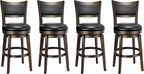 PrimeZone Swivel Bar Stools Set of 4, 24 Inch Counter Height Barstools, Black Faux Leather Bar Stool with High Backrest & Solid Wood Leg & Wrap-Around Footrest, Counter Stools for Kitchen Island, Pub