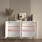 4 Doors Sideboard Buffet Cabinet with Adjustable Shelves,Modern Accent Sideboard with Golden Legs,Wide Storage Cabinet for Kitchen,Living Room,White