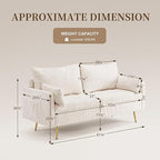 Furnimart 2-Seater Storage Loveseat Sofa for Small Spaces, 62“ Corduroy Small Couch with Removable Cushion Cover and Gold Leg for Bedroom, Apartment, Tiny Homes and Lofts, Beige