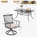Sophia & William 7 Pcs Patio Furniture Set, Metal Patio Outdoor Dining Set for 6 People, Rectangular Patio Table and Swivel Chairs, Conversation Bistro Set with 1.9?Umbrella Hole & Seat Cushions