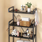 Over-The-Toilet Storage Rack with 3-Tier Shelves, Space Saver Toilet Shelf, Bathroom Storage Organizer with Hooks for Over-Toilet Storage (Black)