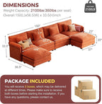 ELUCHANG 153" U Shaped Modular Sectional Cloud Couch with Pillow, Deep Seat Sofa Couches for Living Room, 6-Seat Modern Sofa with Movable Ottoman, Chenille Terracotta