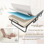 75" x 38" Folding Beds with Mattress for Adults, Portable Foldable Twin Bed with Memory Foam Mattress & Super Strong Frame, Convenient Roll Away Guest Bed for Storage