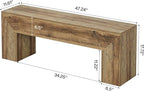 Tribesigns 47'' Wooden Entryway Bench, Farmhouse Entry Bench Seat, Indoor End of Bed Bench with Storage Capability for Living Room, Bedroom, Hallway, Easy Assembly, Oak Brown