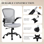 Flysky Ergonomic Office Chair, Mesh Home Office Desk Chair with Flip-up Arms and Lumbar Support, Height Adjustable, Swivel, Gray