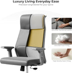EUREKA ERGONOMIC Valen Leather Desk Chair, High Back Office Chair, Microfiber PU Leather Office Chair with Wheels, Executive Office Chair Comfy for Samll Spaces, Grey