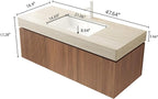48 Inch Floating Bathroom Vanity with Sink, Wall-Mounted Bathroom Vanity with Drawer and 2 Doors, Roma Travertine-Pattern Countertop and Ceramic Basin, Pre-Assembled, Espresso Woodgrain Color