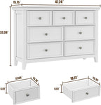 BLANKSPACE White 7 Drawer Dresser, Modern Dresser for Bedroom, Wood Drawer Organizer with Metal Knobs, Large Capacity Wood Cabinet for Bedroom, Hallway