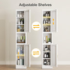 Tall Narrow Storage Cabinet 66.93" H Tall Bathroom Cabinets Metal Pantry Cabinet, 4 Adjustable Shelves for Kitchen, Home Office, Living Room, Dinning Room (11.8 inches Wide White)
