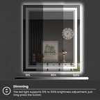 24 x 28 Inch LED Bathroom Mirror, Front Light and Backlit Anti-Fog Dimmable Memory Lighted Vanity Mirror, Shatterproof Wall-Mounted Led Mirror for Bathroom
