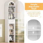 70" Tall Bathroom Storage Cabinet with Acrylic Door，Narrow Storage Cabinet with Drawer Adjustable Shelves, Modern Arched Design Bathroom Cabinet for Bathroom, Living Room, Kitchen, White