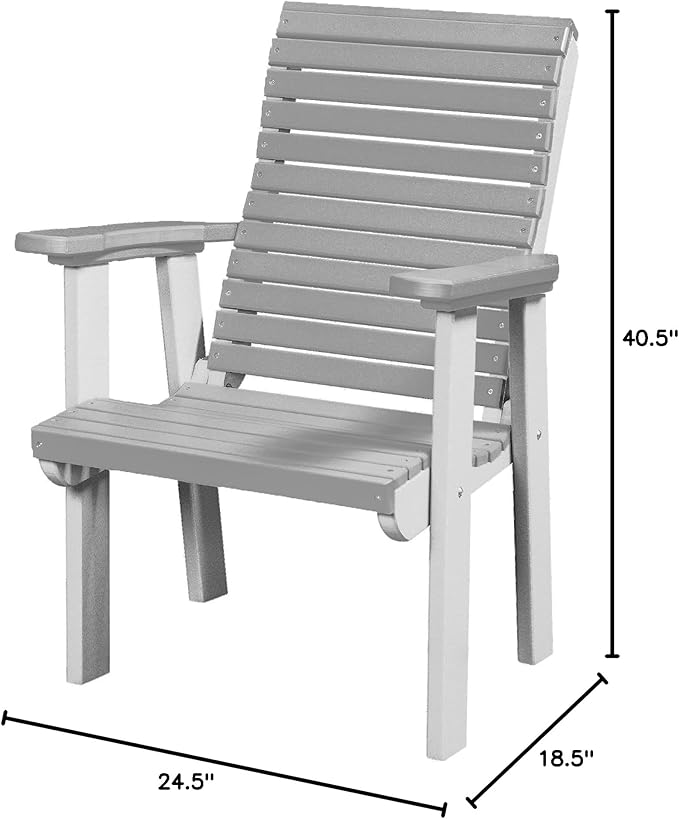 DutchCrafters Modern Horizontal Slat High Back Poly Outdoor Patio Chair (White & Light Gray)