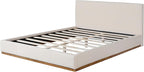 Christopher Knight Home Bettine Boucle Queen Size Bed, Boucle Headboard and Footboard, Rectangular Queen Size Headboard, Slat Panel Support Platform Bed, No Spring Box Needed, Easy Assembly, White
