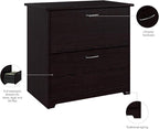 Bush Furniture Lateral File Cabinet - Cabot Collection 2 Drawer File Cabinet with Chrome Hardware | Elegant Filing Cabinet for Home Office, Letters, Legal and A4 Files | Espresso Oak