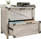 2 Drawer File Cabinet with Lock, Modern Farmhouse Filing Cabinet for Legal/Letter/A4 Size Hanging Files, Large Wood File Cabinets for Home Office