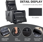 PELUMY Manual Lift Recliner Chair with Massage and Heat for Elderly, Single Motor Electric Lift Chair, Heavy Duty Recliner with USB Charging & Side Pockets (Breathable Leather, Black)