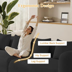 120'' Oversized Sectional Couches for Living Room Boneless Modular Sectional Sofa Plush Chenille Cloud Modular Couch Modern Sectionals with Deep Seat, No Assembly Required, 4 Seater, Black