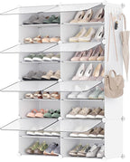 SONGMICS Shoe Rack Organizer, 8-Tier Shoe Storage Cabinet for Closet and Entryway, Holds 32 Pairs of Shoes, Adjustable, Cloud White and Trasparent ULPC034W01