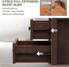 24" Tall End Table with Charging Station, Double 18W Fast Charge End Table, Large 18” Bedside Table with Drawers,Rustic Wood Storage Cabinet with Open Shelf for Bedroom,Cherry