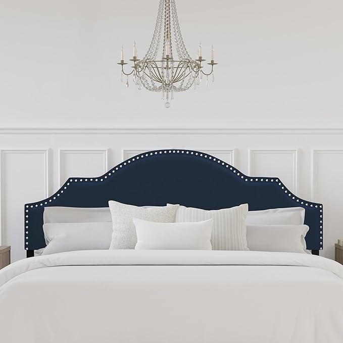Hillsdale Cynthia Upholstered King Adjustable Headboard, Navy