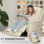 EONIX Triple Motor Lay Flat Power Lift Recliner Chair for Elderly with Massage, 400lbs Electirc Lift Chair for Living Room, Independent Adjustable Backrest Headrest, Extended Footrest, Cream White