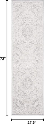 SAFAVIEH Reflection Collection Runner Rug - 2'3" x 6', Light Grey & Cream, Non-Shedding & Easy Cleaning, Ideal for Living Room, Bedroom (RFT668G)