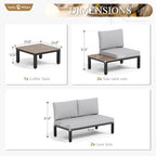 Sophia & William 5 Pieces Outdoor Patio Furniture Set, Metal Sectional Sofa Set Patio Conversation Set with Cushions-2 x Single Sofa with Side Table, 2 x Loveseat, 1 x Tea Table