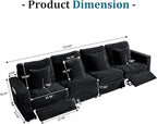 ORRD Power Reclining Sectional Sofa, Electric 4 Seat Recliner with 2 Electric Footrest and Adjustable Headrest, Modern Plush Corduroy Fluffy Modular Sectional with Deep Seat for Living Room-Black