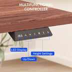FLEXISPOT EN2 Whole-Piece Standing Desk with Clamp Power Strip, 60 x 24 Electric Stand Up Height Adjustable Desk with Cable Management (Black Frame + 60" Mahogany Top, 2 Packages)