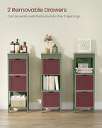 VASAGLE Storage Cabinet, Storage Organizer Rack Stand for Bathroom, Living Room, Bedroom, Multifunctional Corner Unit, 2 Drawers, 35 Inches in Height, Forest Green UBBC042C01