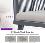 PURPLE LEAF Patio Dining Set for 6 with Gray Storage Box All-Weather Wicker 7 Piece Aluminium Outdoor Table and Chairs Set Included Cushions Modern Outdoor Furniture Set Grey and Navy