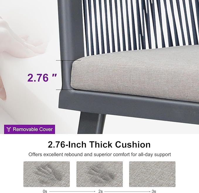 PURPLE LEAF Patio Dining Set for 10 with Gray Storage Box All-Weather Wicker 11 Piece Aluminium Outdoor Table and Chairs Set Included Cushions Modern Outdoor Furniture Set Grey and Navy